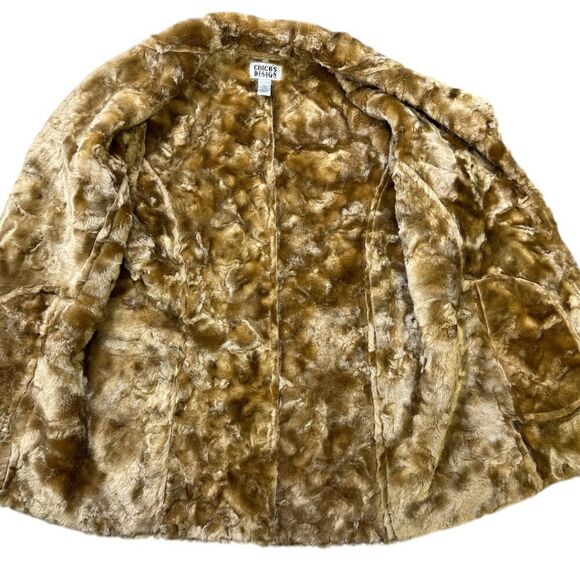 Chico's Faux Fur Coat Sz Small / US 4 Soft Cozy Boho Southwest - Picture 12 of 16